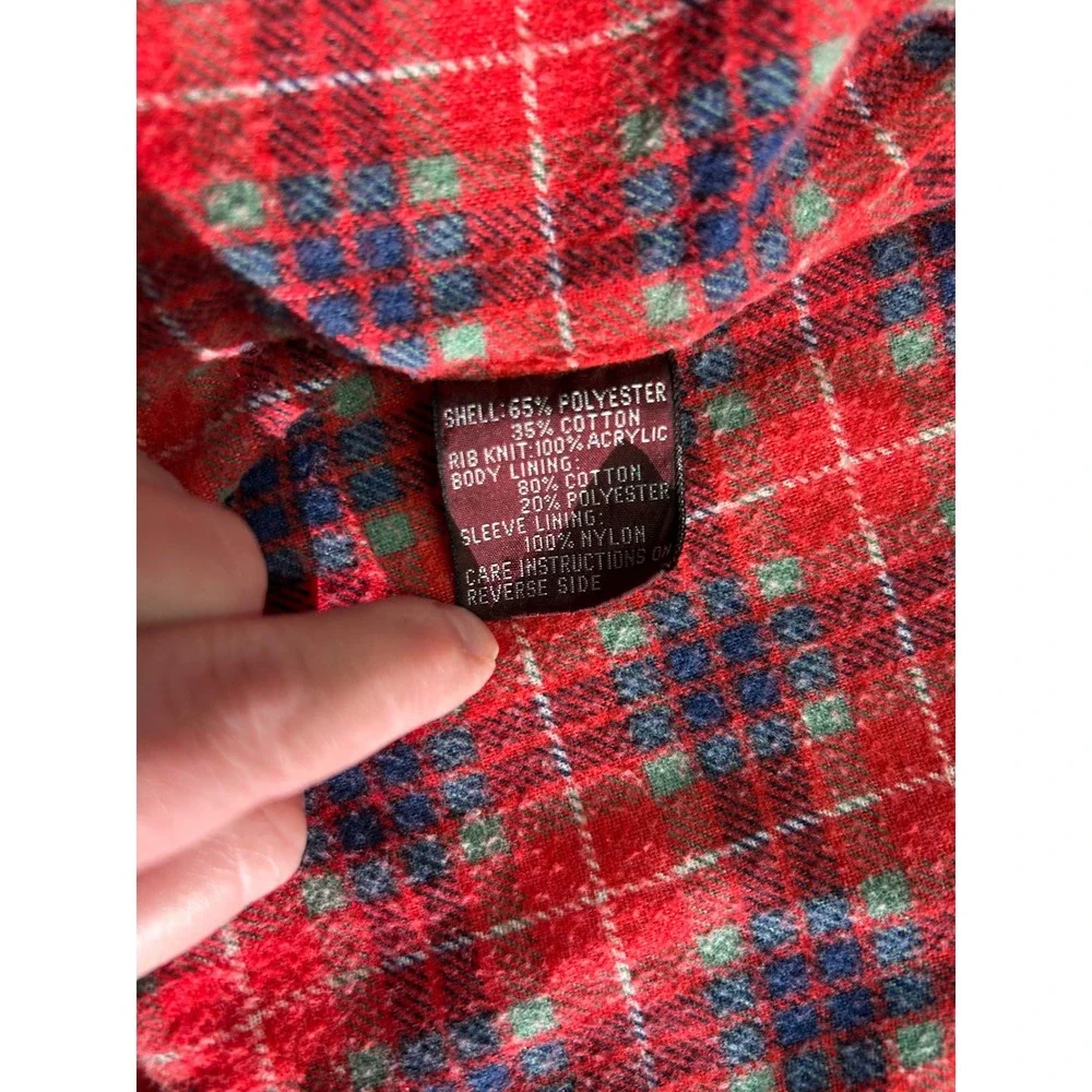Vintage Michael Hemings Kids Red Harrington Jacket Plaid Lined Bomber Size 6